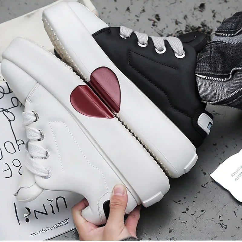 Sneakers Casual Mens Designer White Board Shoes Fashion Microfiber Leather Breathable Height Increased Flat Platform Sport Shoes 6