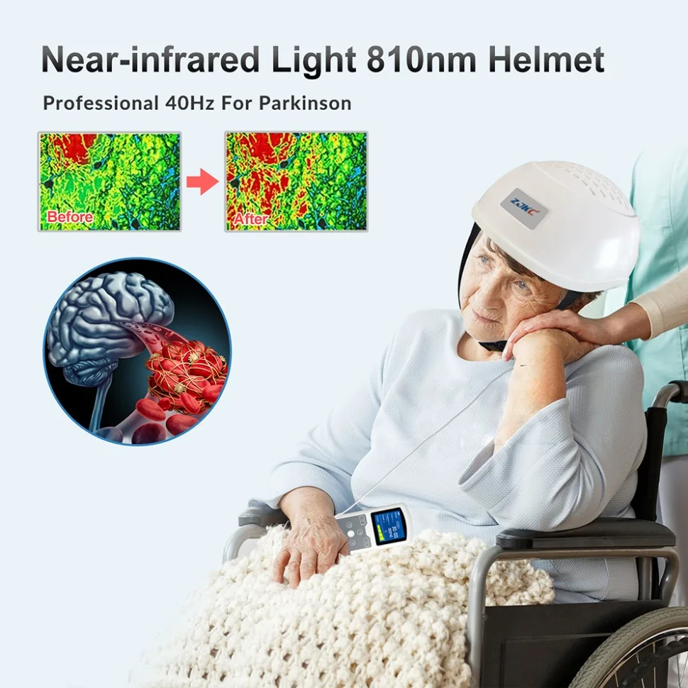 ZJKC Photobiomodulation 810nm LED Helmet for Parkinson Transcranial Magnetic Stimulation Infrared Light Therapy Alzheimer Stroke infrared led brain parkinson therapy 810nm red light wearable helmet