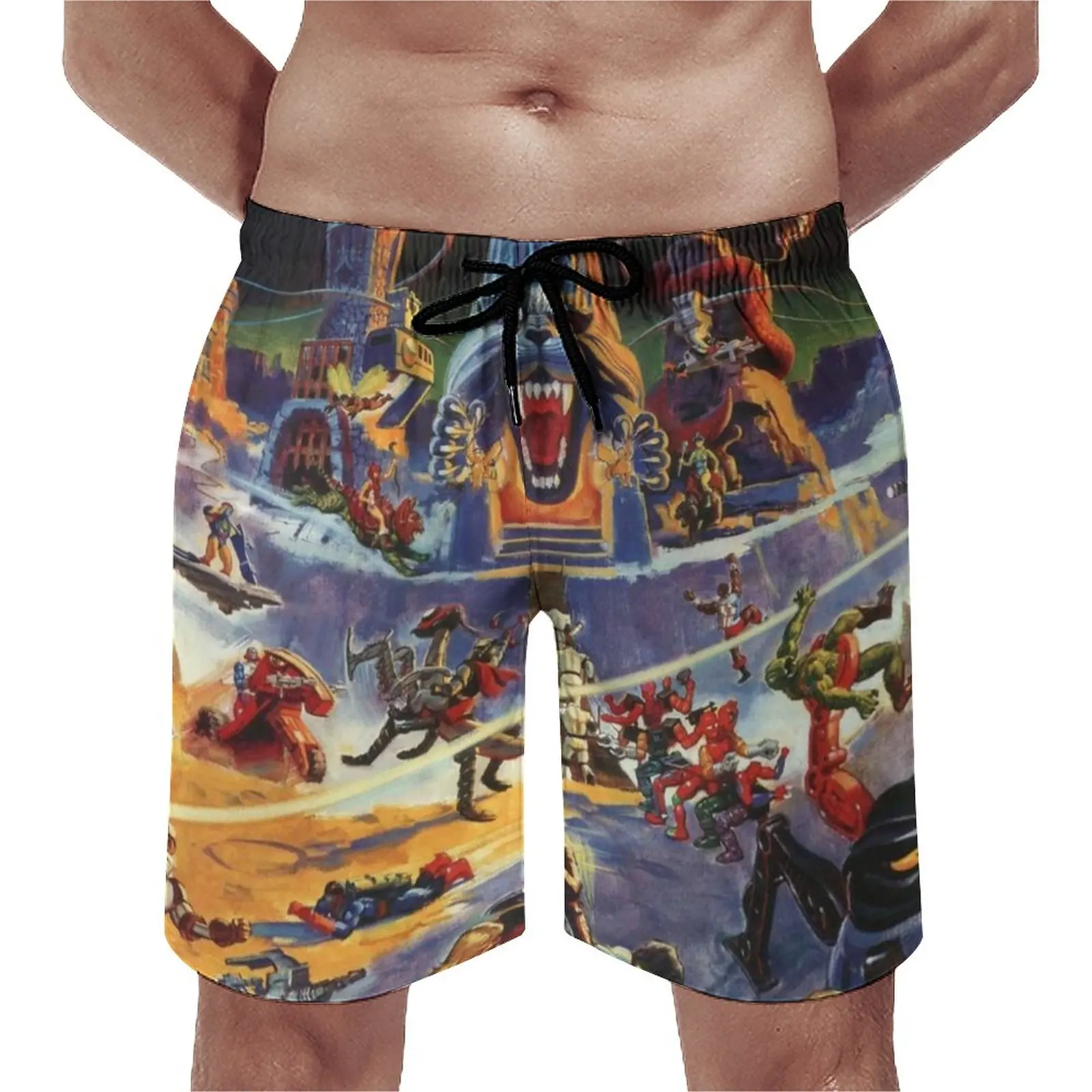 

Masters Of The Universe Board Shorts Hot Sale Anime Character Print Beach Short Pants Men Elastic Waist Pattern Swim Trunks