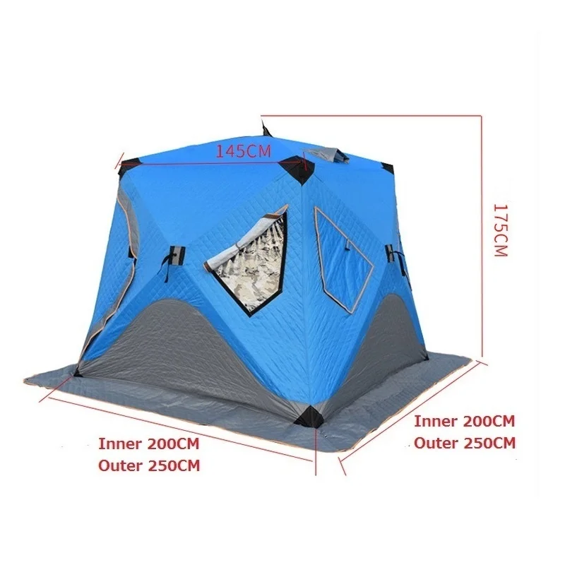 Three Layer Cotton Warm Winter Ice Fishing Tent 3-4 Person Outdoor