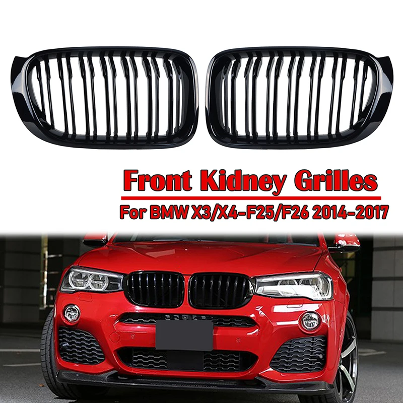

Front Hood Kidney Grille Bumper Black Dual Grill Fit For BMW X3 X4 F25 F26 2014-2017 Car accessories Replacement Part