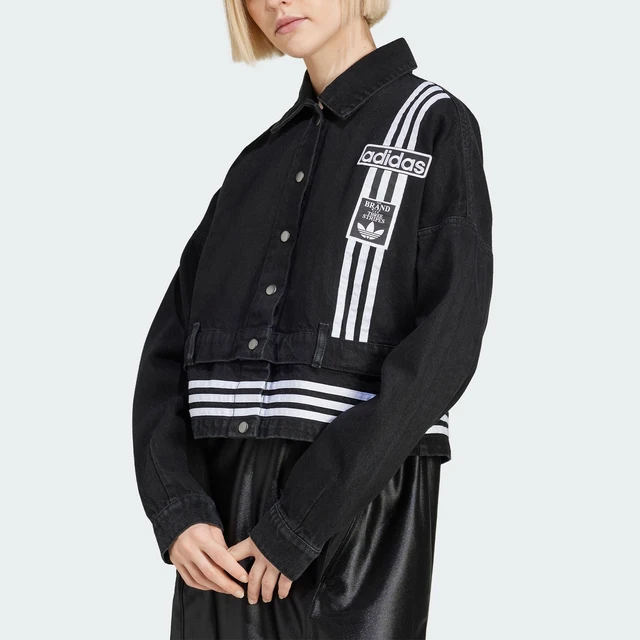 Adidas officiel véritable originaux femmes rayé décontracté vêtements de travail col rabattu veste JJ3095 1