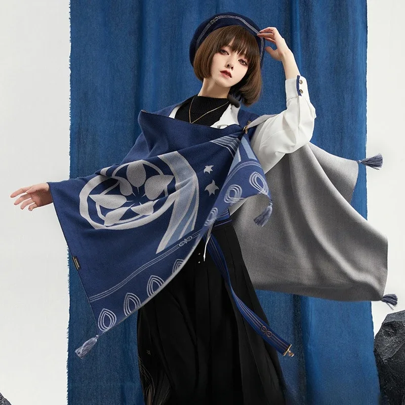 Genshin Impact Wanderer Scarf Cape Winter Warm Theme Game Impression Series 70x180cm for Men Women, scarf accessories,knitting scarf