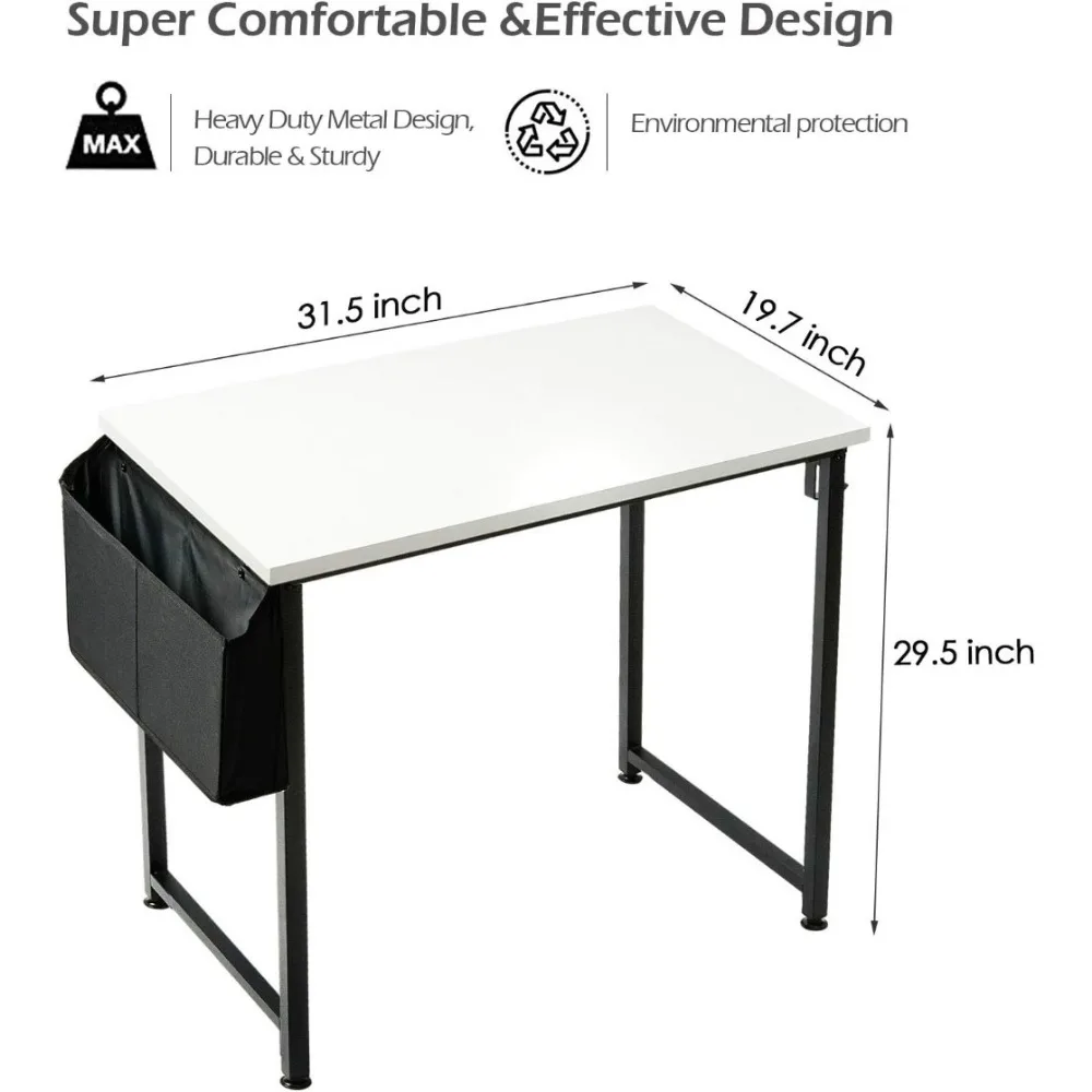 Small Computer Desk White Writing Table for Home Office Small Spaces 31 Inch Modern Student Study Laptop PC Writing Desks images - 6