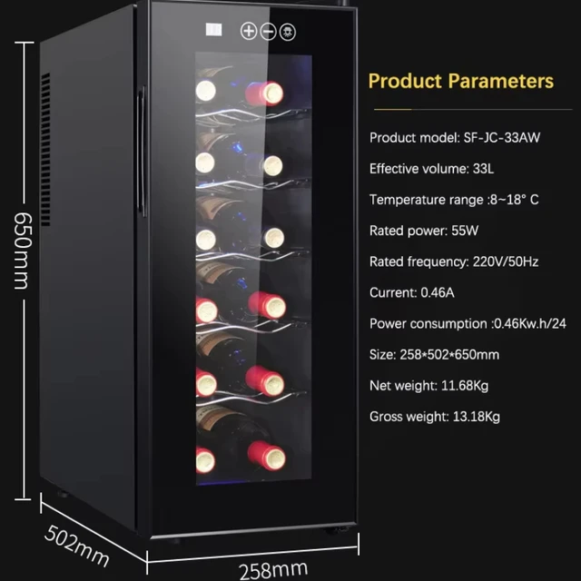 Piccolo frigorifero termoelettrico indipendente da appoggio 12 bottiglie Dispositivo di raffreddamento per vino rosso Termostato intelligente Cantina per vino per bar casa 4