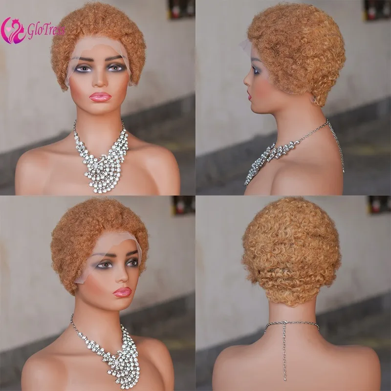 13x4 Frontale Del Merletto Dei Capelli Umani Parrucche Pixie Brasiliano Afro Crespo Vergine Remy Riccia Parrucca Afro di Alta Qualità Confortevole Morbido Naturale - immagine 3
