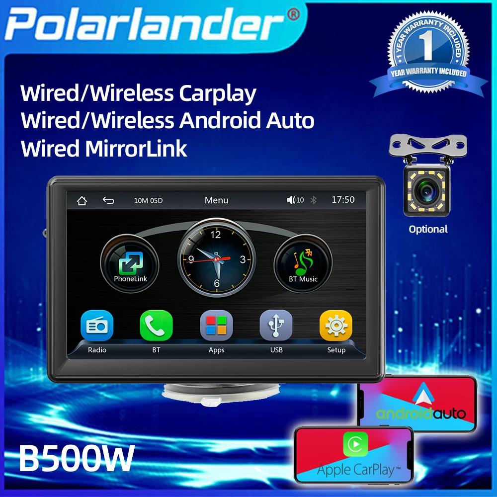 

Multimedia Accessories Car Stereo 7 Inch Bluetooth Wired Projection USB/TF Card Wired/Wireless Android Auto MP5 Player CarPlay