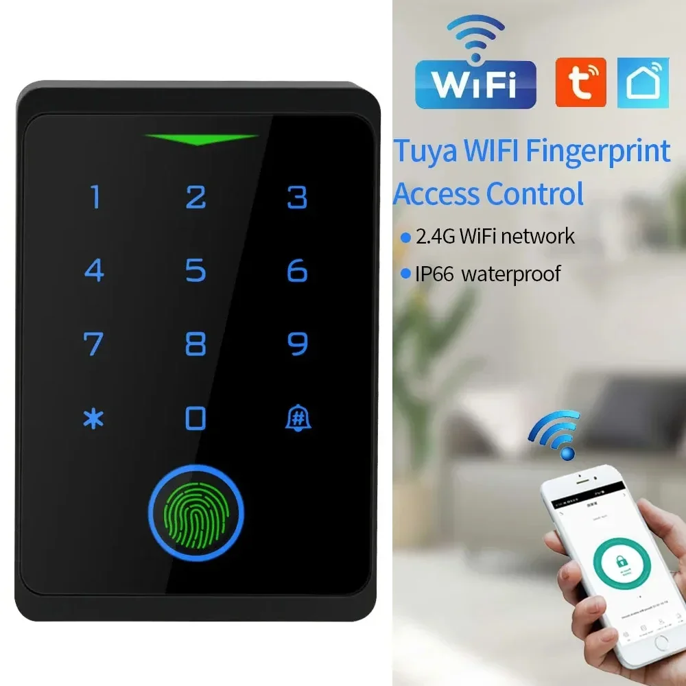 Tuya App Fingerprint Sliding Door Lock WIFI Access Control Standalone Keypad IP66 Waterproof Fingerprint EM RFID Card Door Entry