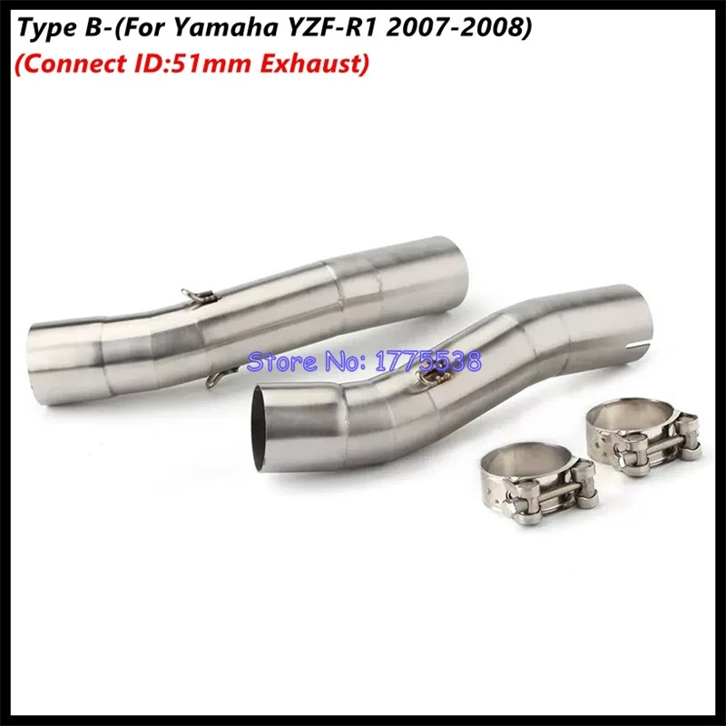 For Yamaha YZF-R1 2004-2014 Motorcycle Exhaust Muffler Middle Link Pipe Connect ID:51mm Exhaust Escape Moto Muffler Pot - Image 3