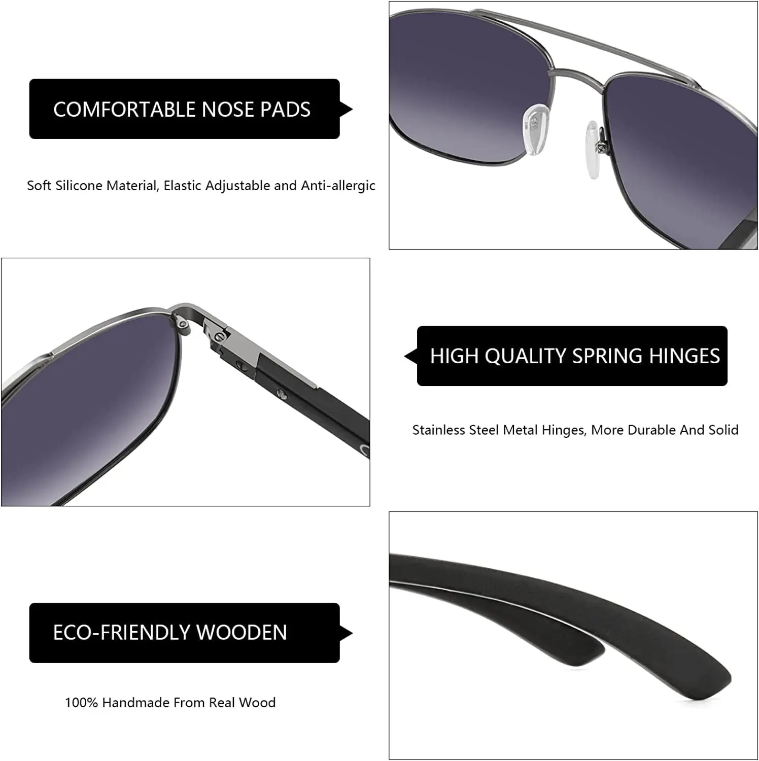 ZENOTTIC 2026 Holz Polarisierte Sonnenbrille für Herren 100% UV-Schutz Angeln Fahren Golf Sonnenschutz-Brille – Detail 15