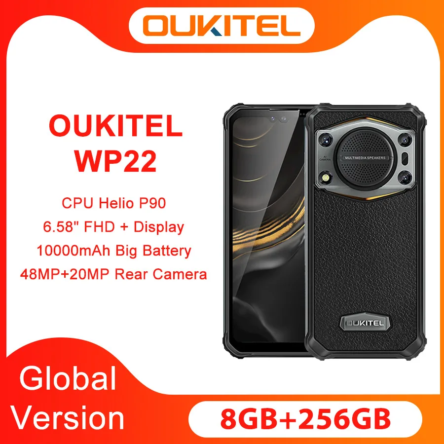 Oukitel WP22 Rugged Smartphone Android 13 8GB+256GB 10000mAh 48MP Camera  6.58