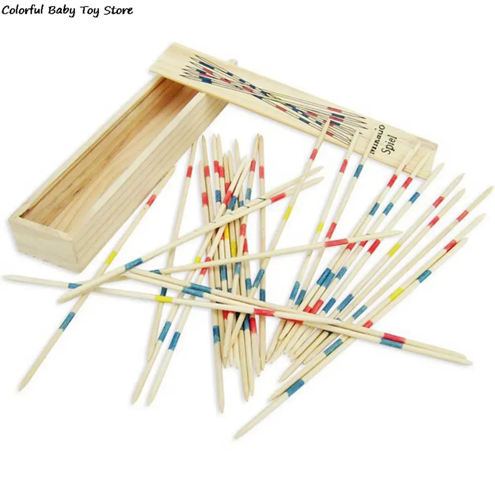 Traditional Mikado Spiel Pick Up Sticks With Box Game Spillikin Game Multiplayer Baby Educational Wooden 30Pcs