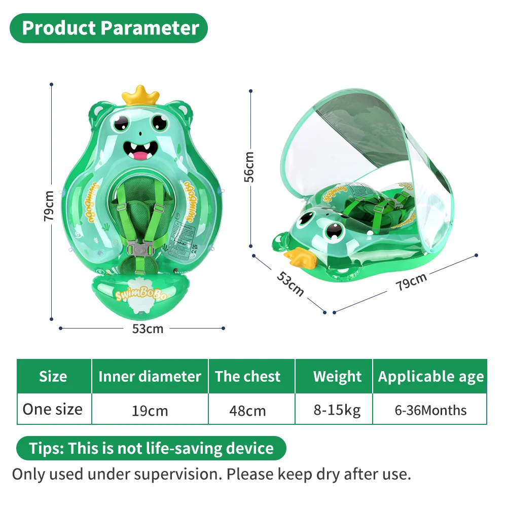 Swimbobo Kids Inflatable Floating Swimming Floats Cute Green Child Swim Pool For Babies Water Toy Ring PVC Baby Float For Summer 6