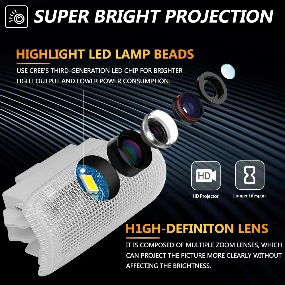 LED Car Door Logo Light HD Laser Welcome Lamp