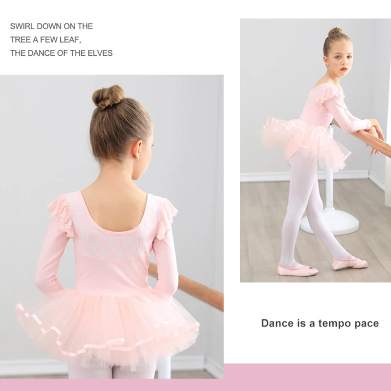 Cotton Children Dance Costume Lace Splicing Performance Costume Ballet Dance Skirt Kids Girls Gauze Skirt For Stage School Show