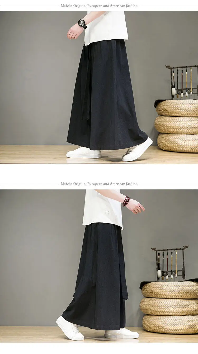 Sommer Neue männer Baumwolle Leinen Hosen Schlaghosen Dünne Stil Einfarbig Kordelzug Plus Größe Casual Hosen Chinesischen Stil – Detail 6