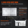 VEVOR 33inch  Kitchen Sink  Single/Double Bowl Stainless Steel Sink Workstation Step Sink with Cutting Board and Basket Strainer 3