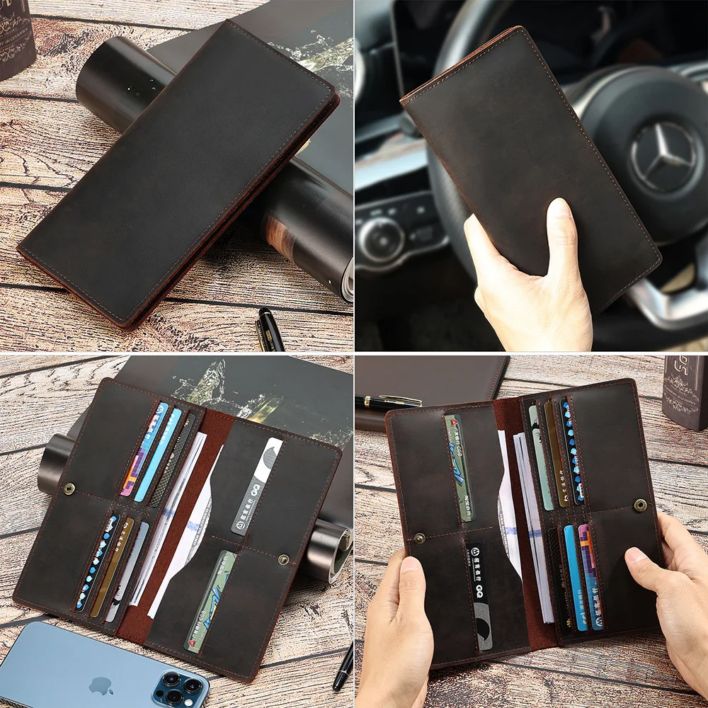 New Wallets Men's Coin purses Business Casual Long Clutches Leather Money clip male Card holder bag High capacity 2