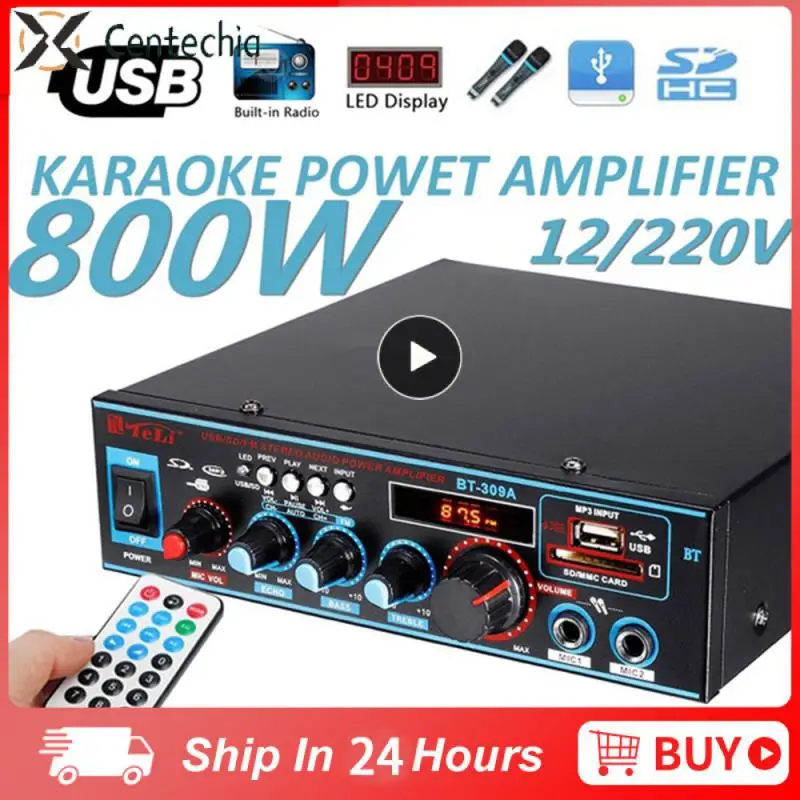 

220V 800W 5.0 Amplifier For Speakers 2.0 Channel Car Audio Power AMP Bass HIFI Music Player AUX FM TF With Remote