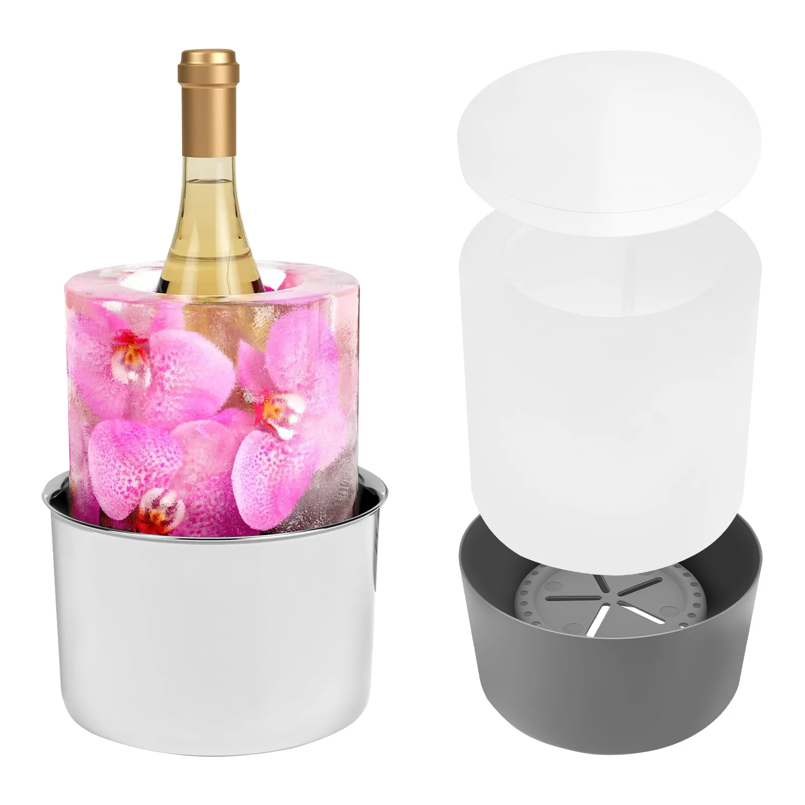 Champagne Ice Mold Bucket DIY Flower Ice Bucket Mold Practical Wine Bottle Chiller Versatile DIY