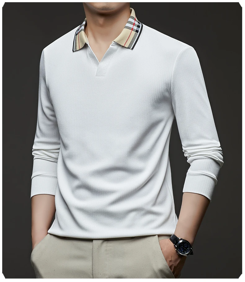 Middle aged and young men's fashionable T-shirt with long sleeves