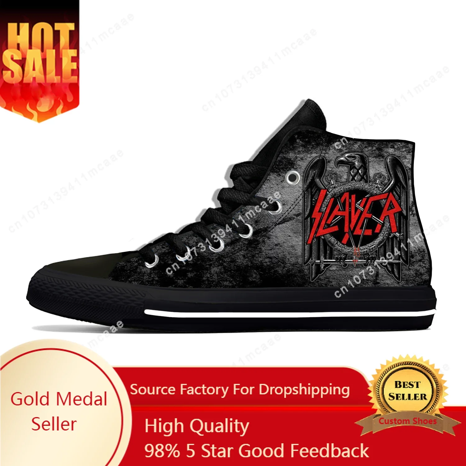 

Slayer Heavy Metal Rock Band Horror spaventoso moda Casual scarpe di stoffa High Top leggero traspirante stampa 3D uomo donna Sn