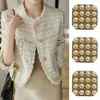 5 Pieces Elegant High-grade Inlaid Pearl Square Metal Buttons Tweed Coat Suit Jacket Jumper Beautiful Decorative Buttons 1