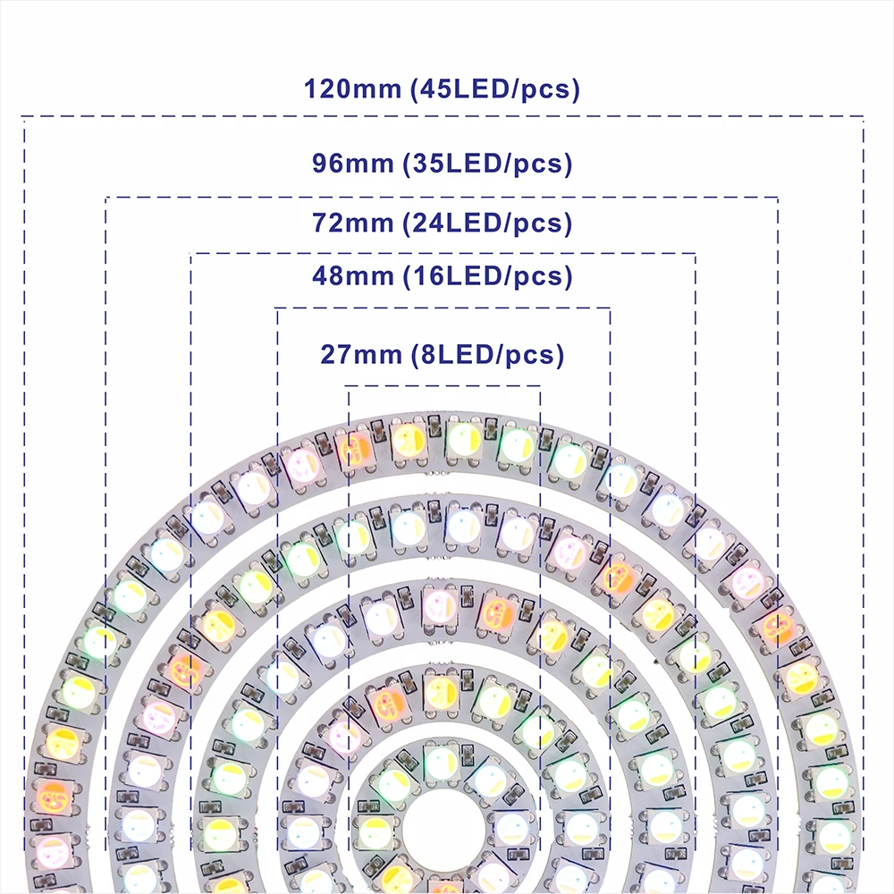 6812 RGBW WW CW LED 링 개별 주소 지정 가능 RGBW 라이트 링 SMD 5050 RGBW LED 모듈 라이트 8/16/24/35/45Leds LED 픽셀 5V