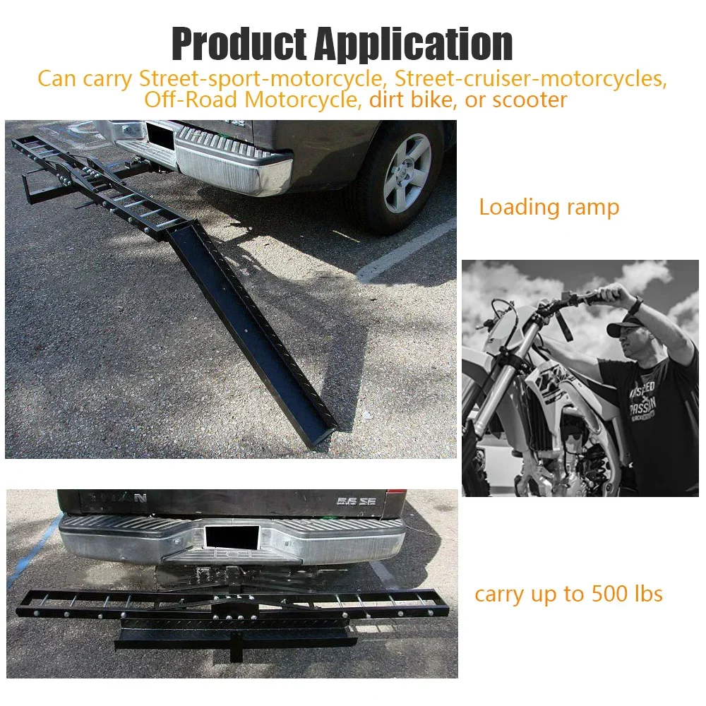 Dirt Bike Folding Hitch Rack 600 Lb Aluminum Double Dual Dirt Bike