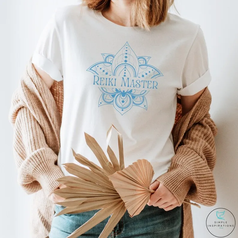 Blue Reiki Master T Shirt Per Lightworkers Energy Headers Spirituology Light Wigurchy Yoga Boho Universe