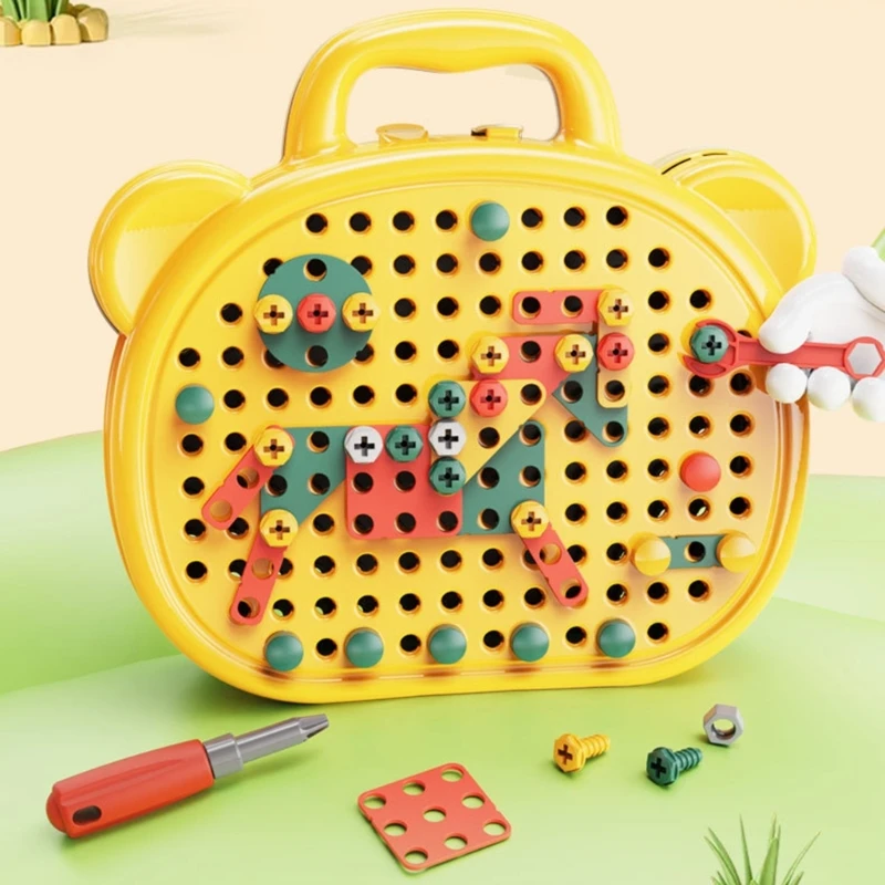 

Drilling Screw 3D Mosaic Puzzle Toy for Children Building Bricks Toy Kids DIY Electric Drill Set Boys Educational Toy