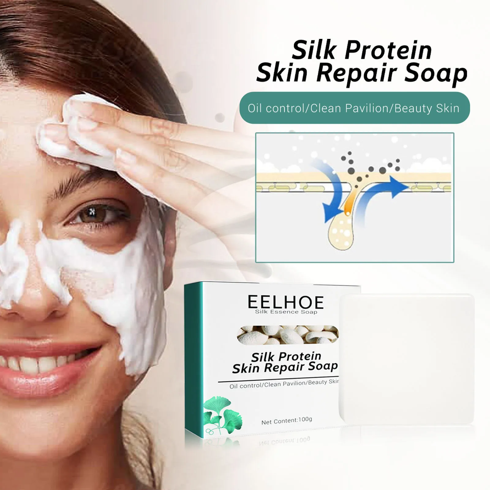 Goat Milk Soap Silk Protein Skin Repair Soap Deep Cleaning Face Wash Face Purifying Mask Oil Control Skin Care Moisturizing Soap 4