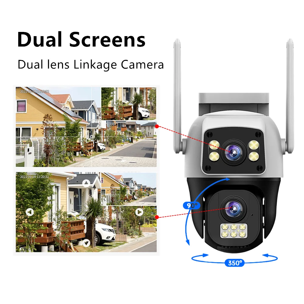 8MP 4G Sim Card Camera Dual Lens Dual Screen Wireless WiFi Outdoor Surveillance Human Detect Security Protection PTZ IP Cameras 2