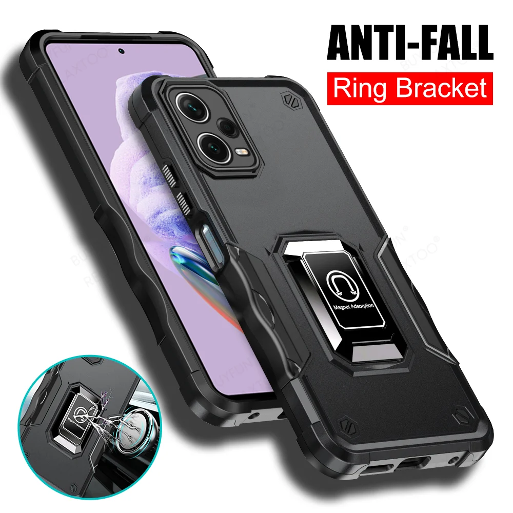 For Funda Xiaomi Redmi Note 12 5G Global Case Xiaomi Redmi Note 12 Pro  Slide Camera Lens Protection Ring Kickstand Phone Cover