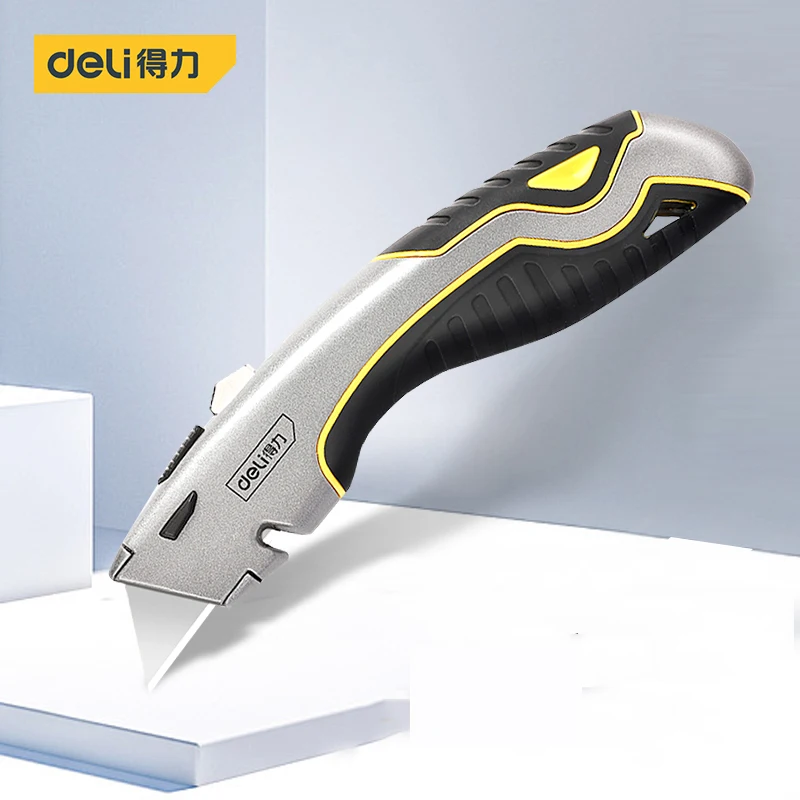 Deli Zinc Alloy Retractable Box Cutter Premium taglierino professionale  Utility Knife Wallpaper cuchillos Stationery Tools нож