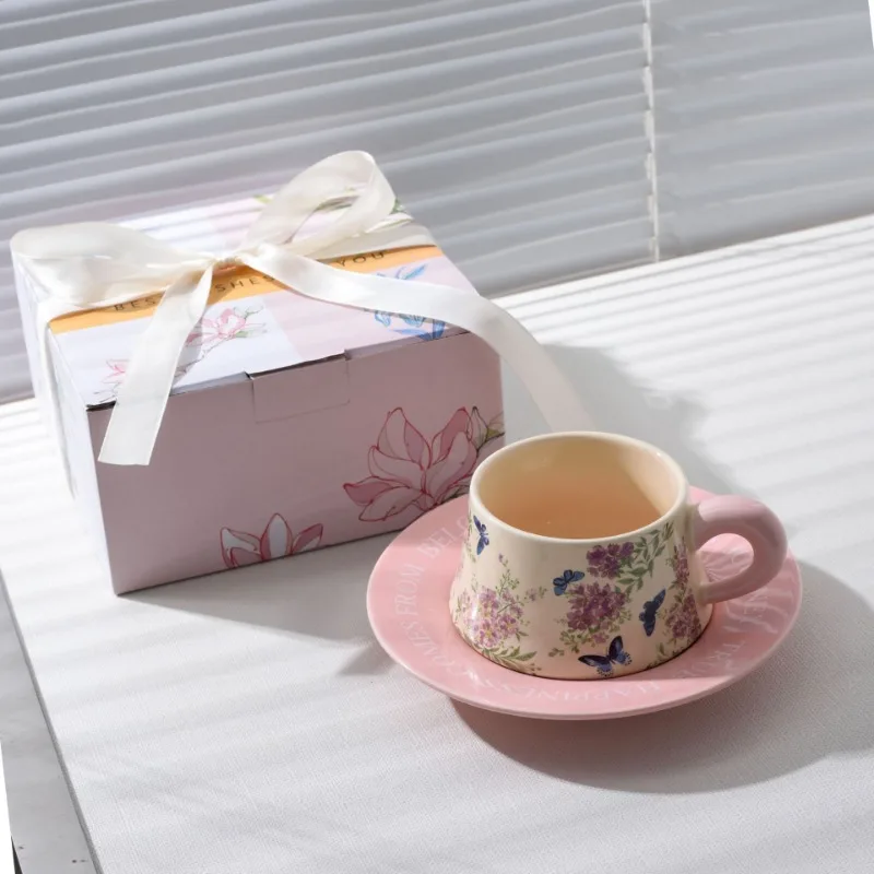 Purple Wisteria Coffee Cups Plates Antique Design Coffee Shop Wedding Gifts Gifting Souvenirs Gifts for People Exquisite Set