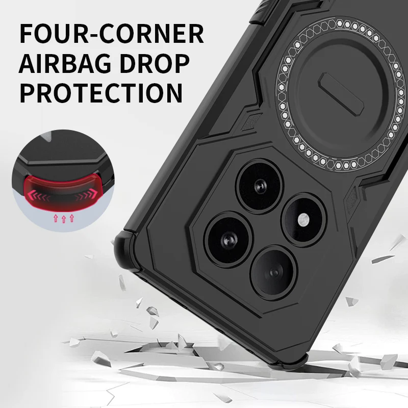 Shockproof Hybrid Dual Layer Magnetic Ring Stand Case with Slide Cover