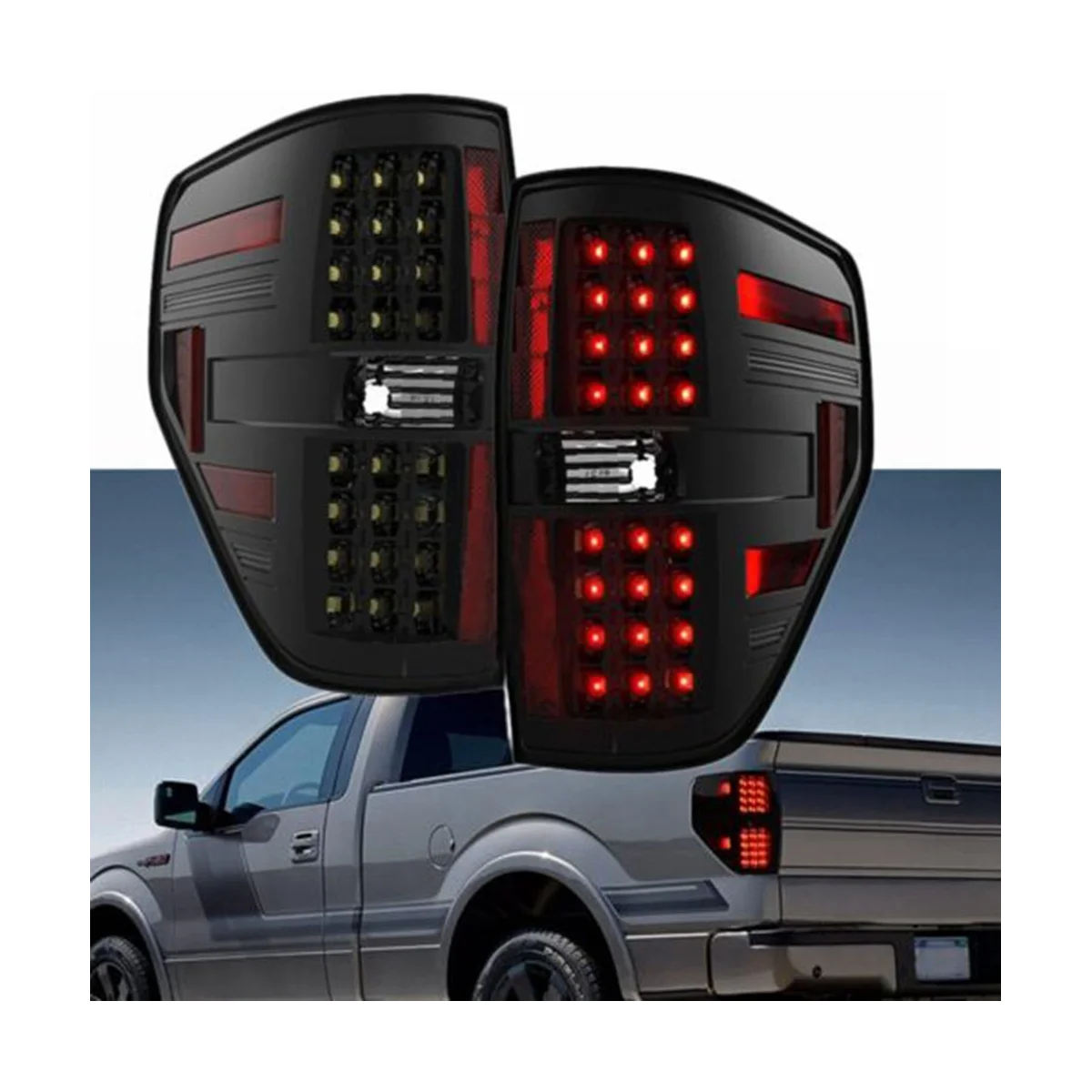 

Rear Right LED Tail Lights Rear Brake Lamps Steering Indicator Light for Ford F150 Pickup 2009-2014 Smoke