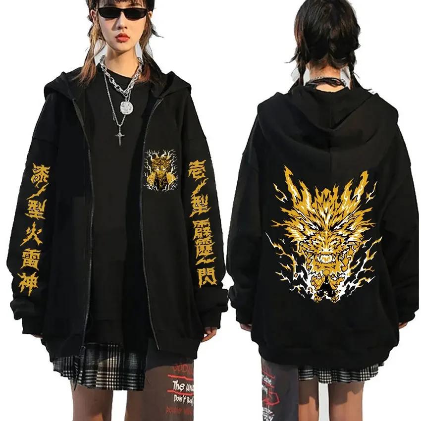 

Anime Demon Slayer Zipper Hoodie Kimetsu No Yaiba Zenitsu Agatsuma Graphic Zip Up Sweatshirts Men Women Harajuku Manga Hoodies