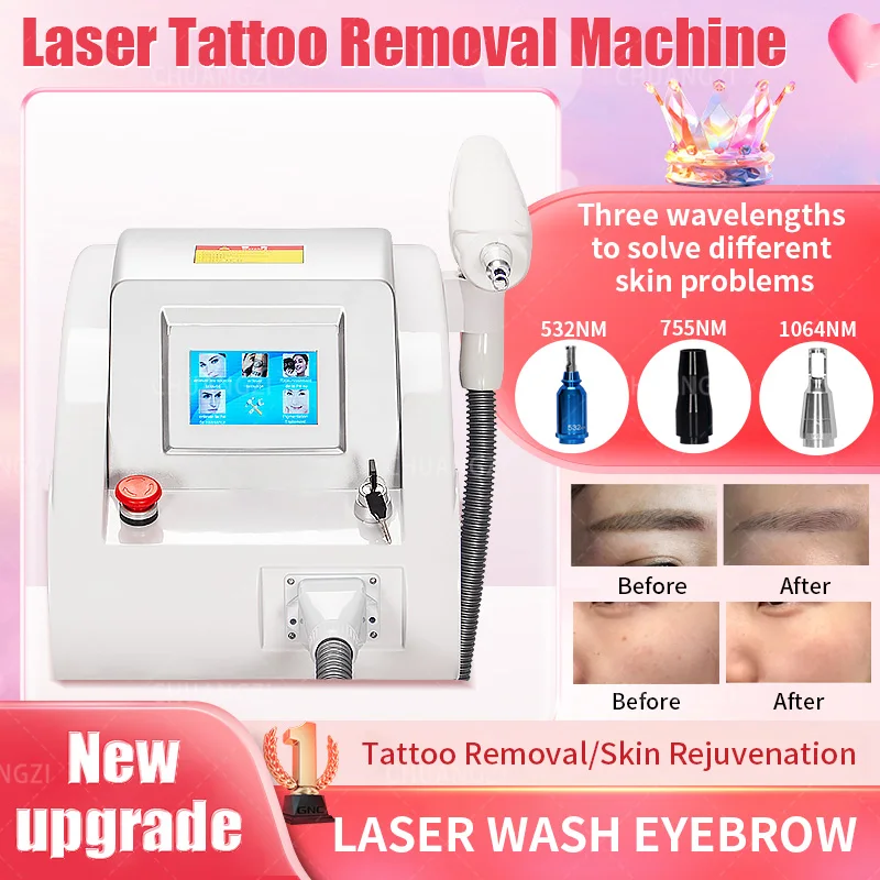 Professional Nd Yag Pico Laser Tattoo Removal Machine Neodymium Picosecond Eyebrow Q Switch  Portable 1064nm 523nm 2