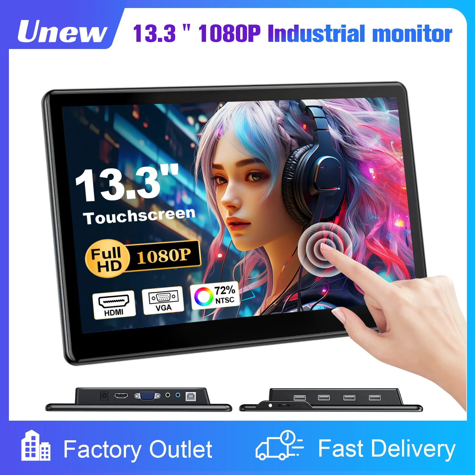 13.3 inch Touch Screen Monitor FHD 1920X1080 Suitable for