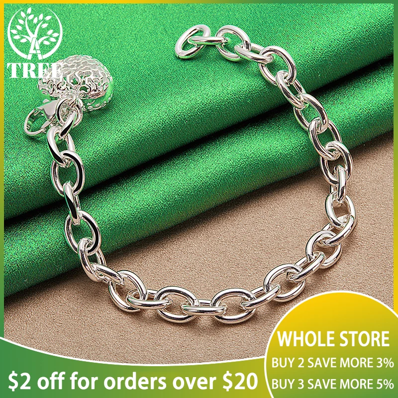 

ALITREE 925 Sterling Silver Hollow Heart Pendant Chain Bracelet For Women Party Engagement Wedding Birthday Gift Fashion Jewelry