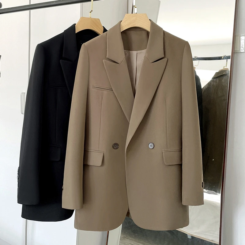 

Women's Autumn Vintage Casual Short Long Sleeve Blazer Suit Coats Commuting Solid Color Loose Single Button Blazers for Woman