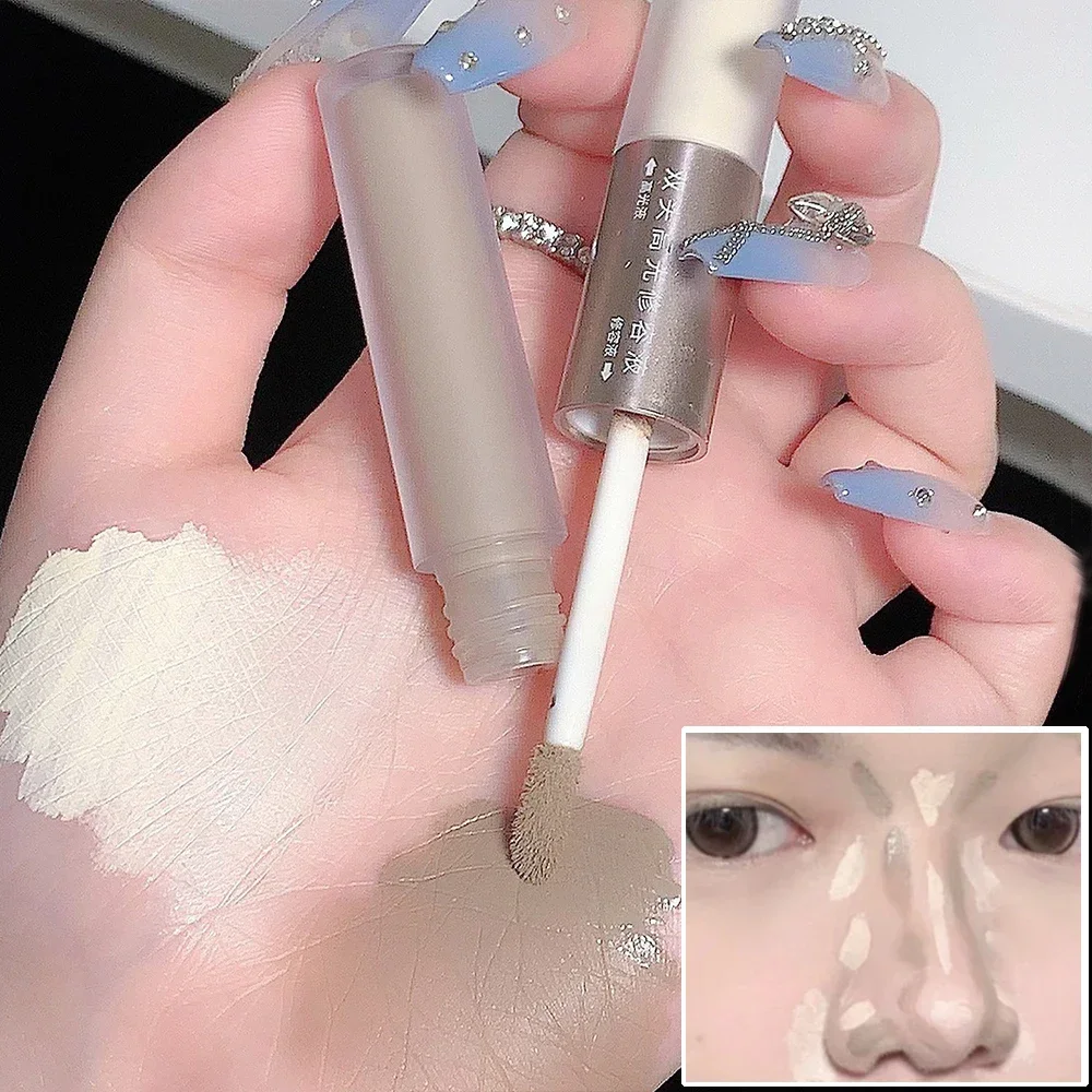 

2 in 1 Brown Bronzer Contouring Stick Waterproof Liquid Texture Highlighters Shadow Contouring Pencil Face Brightening Cosmetics