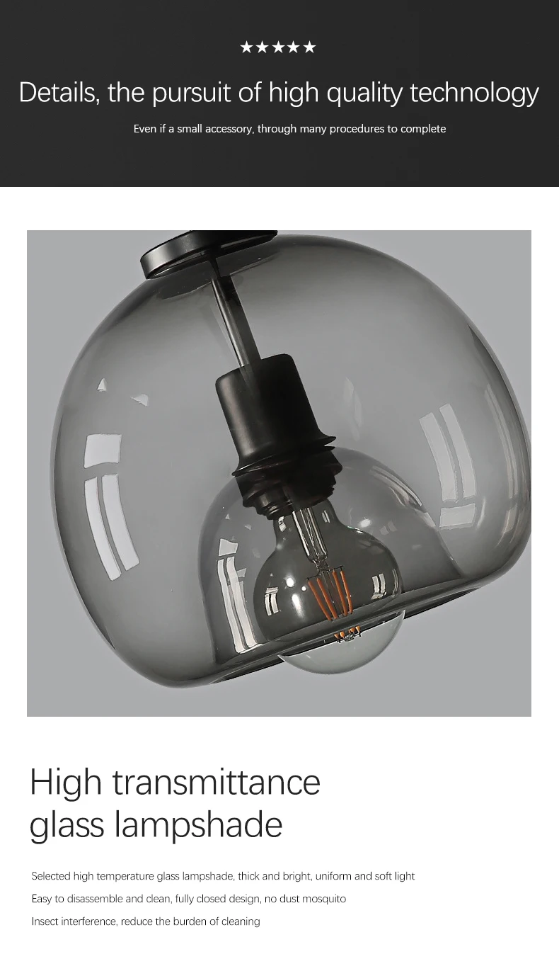 dome pendant light Nordic LED Smoke Gray Glass Ceiling Chandelier For Living Room Pendant Light Kitchen Dining Room Study Room Decorative Lamps pendant lights over island