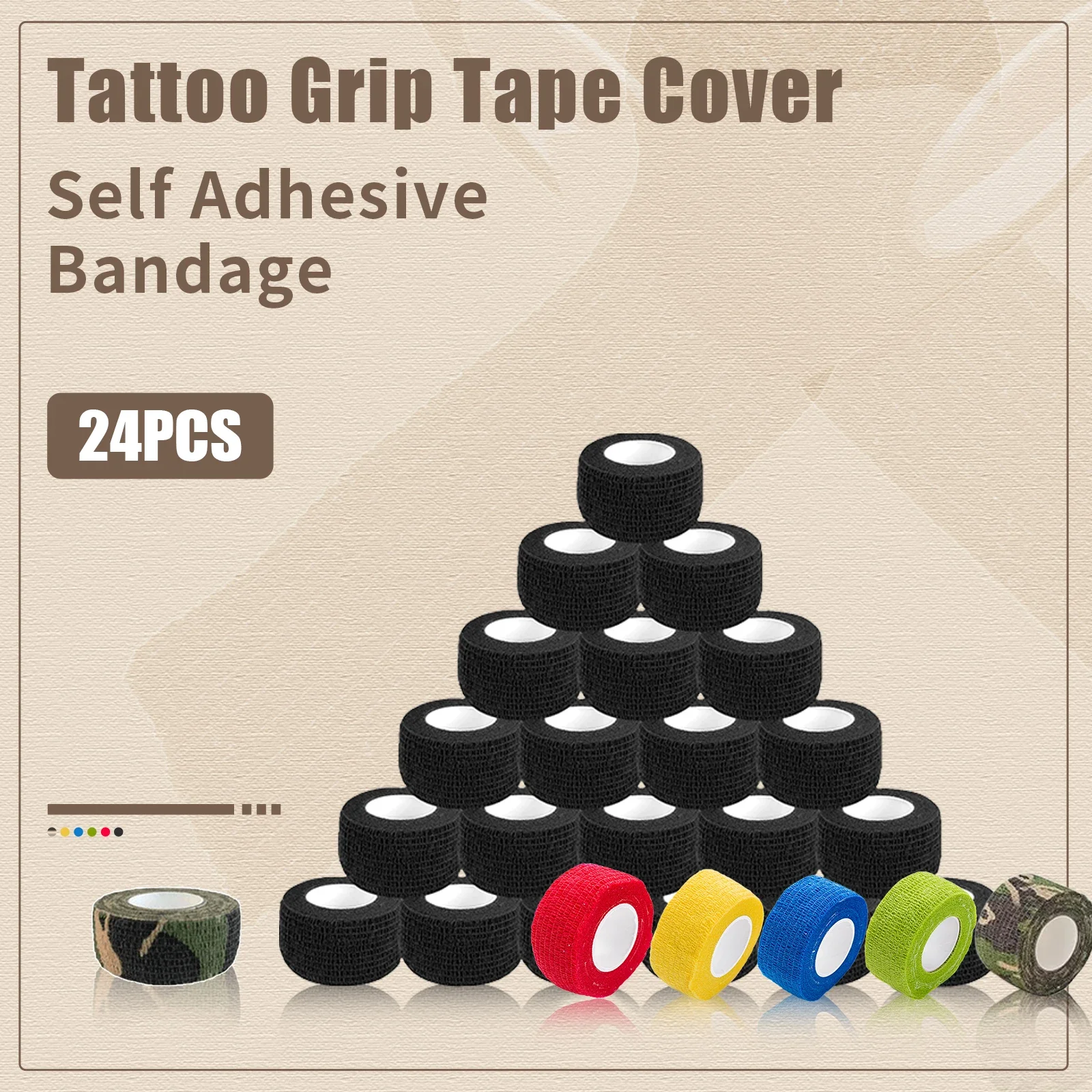 

EZ Disposable 2''x5 Yards Tattoo Grip Cover Wrap Waterproof Self-Adhesive Bandage Roll for Tattoo Machine Grip Tube 12/24pcs