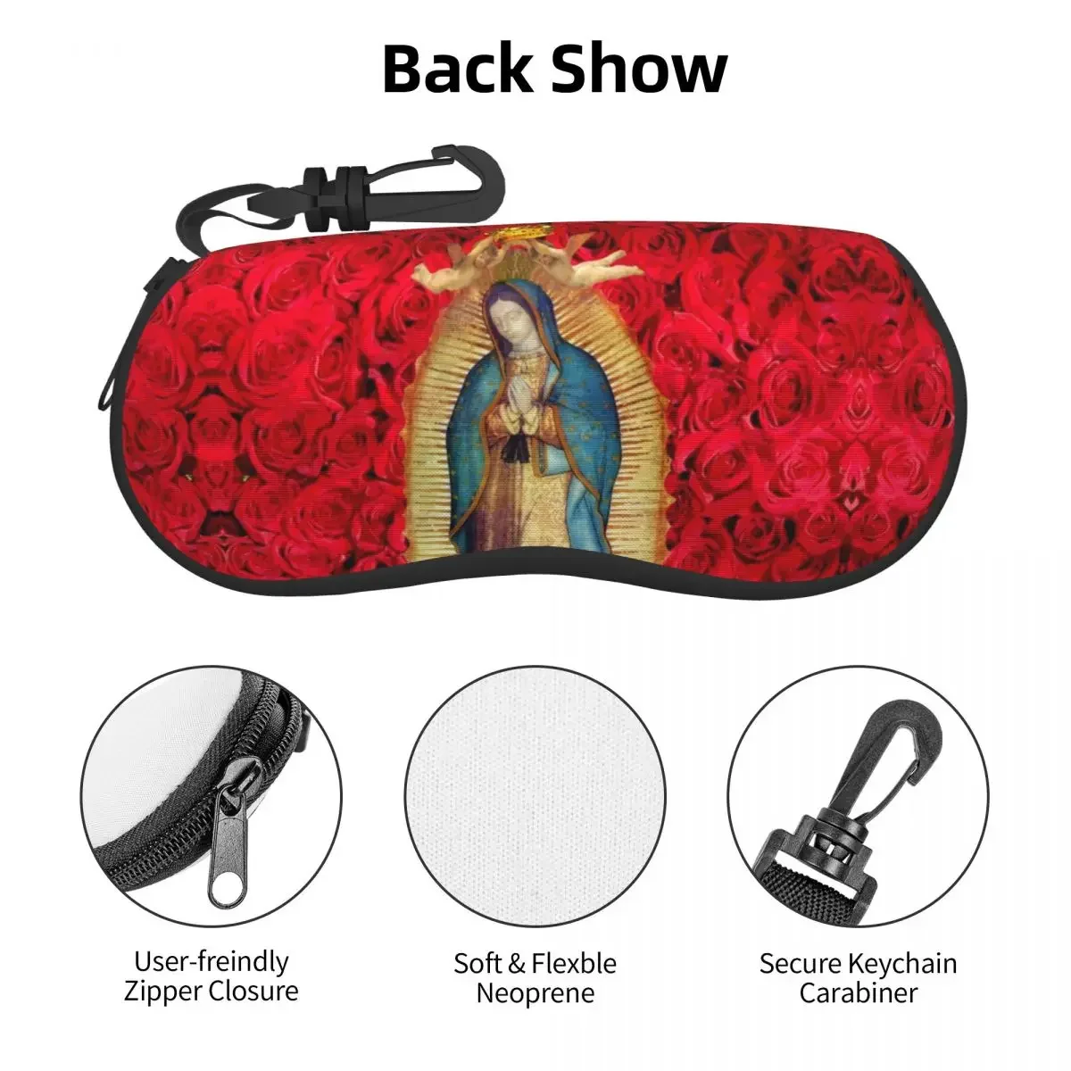 Guadalupe Virgin Mary With Flowers Shell Glasses Case Unisex Travel Catholic Eyeglasses Case Sunglasses Protector Box