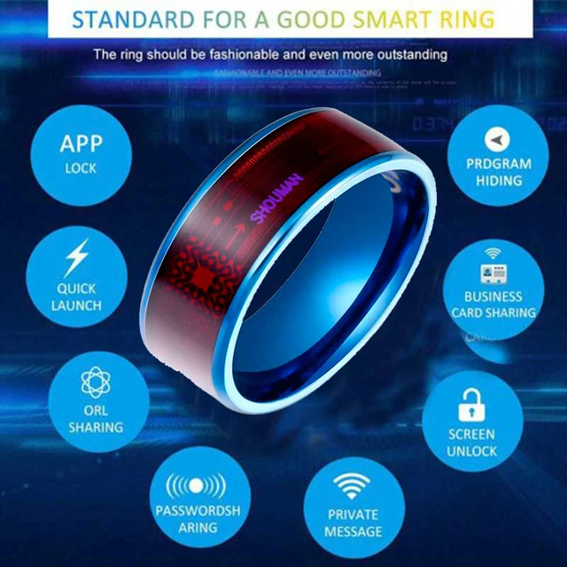 Fashion Men's Ring Magic Wear NFC Smart Ring Finger Digital Ring for  Android phones with functional couple stainless steel ring