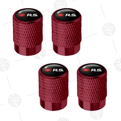 RS Logo Aluminum Car Wheel Tire Valve Caps - Set of 4 (4pcs)
