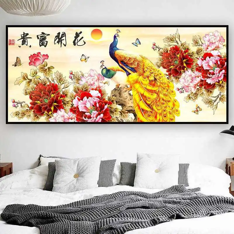 

Алмазная 5D Вышивка особой формы «сделай сам», Алмазная мозаика, полная, пион, павлин, алмазная живопись AB, декор для вышивки крестиком